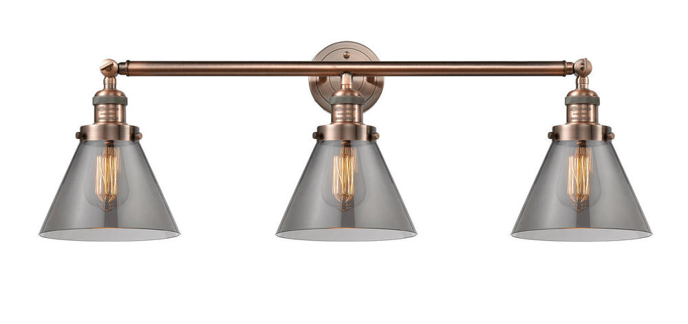 Cone - 3 Light - 32 inch - Antique Copper - Bath Vanity Light