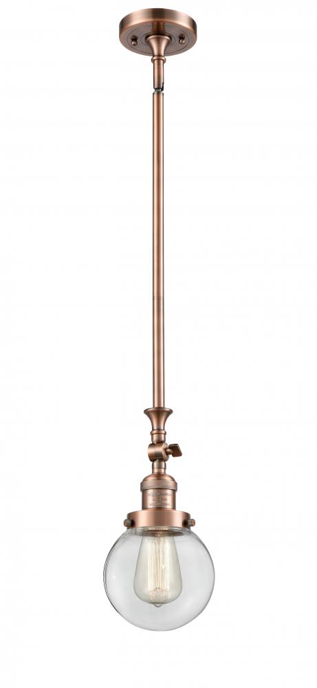 Beacon - 1 Light - 6 inch - Antique Copper - Stem Hung - Mini Pendant