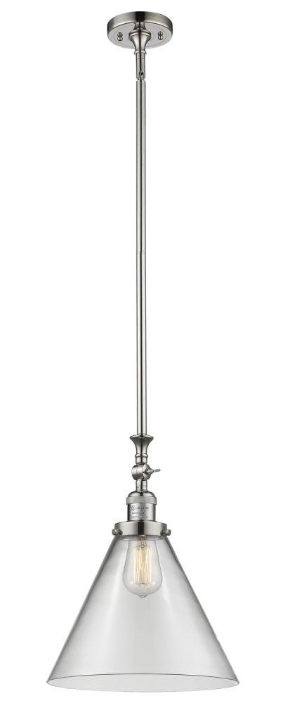 Cone - 1 Light - 12 inch - Polished Nickel - Stem Hung - Mini Pendant