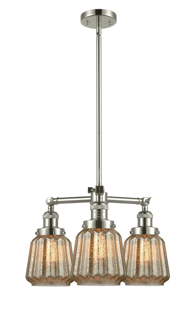 Chatham - 3 Light - 24 inch - Polished Nickel - Stem Hung - Chandelier