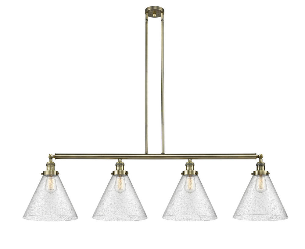 Cone - 4 Light - 56 inch - Antique Brass - Stem Hung - Island Light