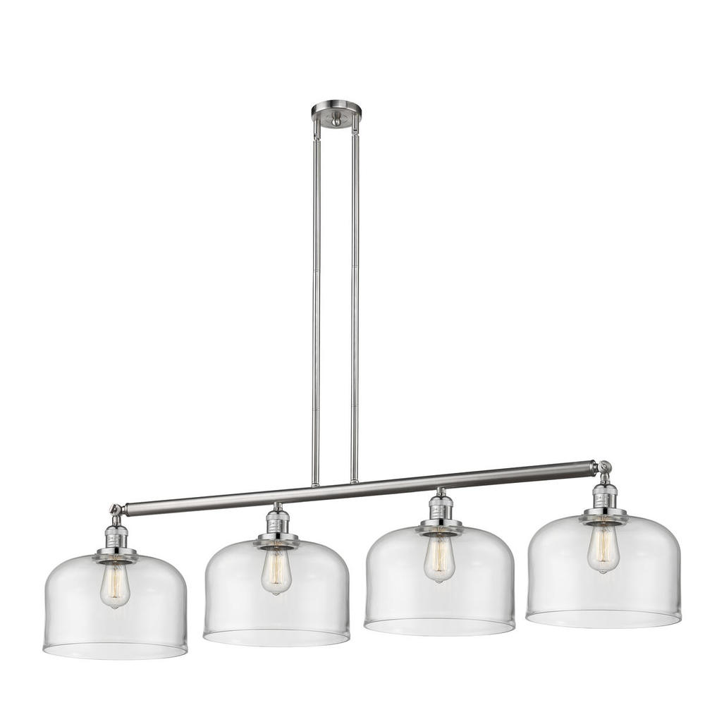 Bell - 4 Light - 54 inch - Brushed Satin Nickel - Stem Hung - Island Light