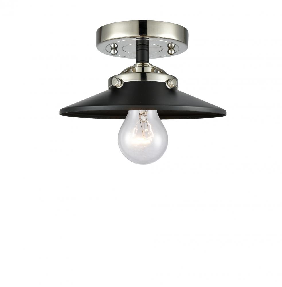 Railroad - 1 Light - 8 inch - Black Polished Nickel - Semi-Flush Mount