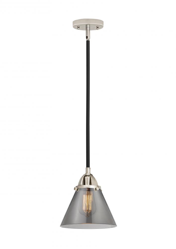 Cone - 1 Light - 8 inch - Black Polished Nickel - Cord hung - Mini Pendant