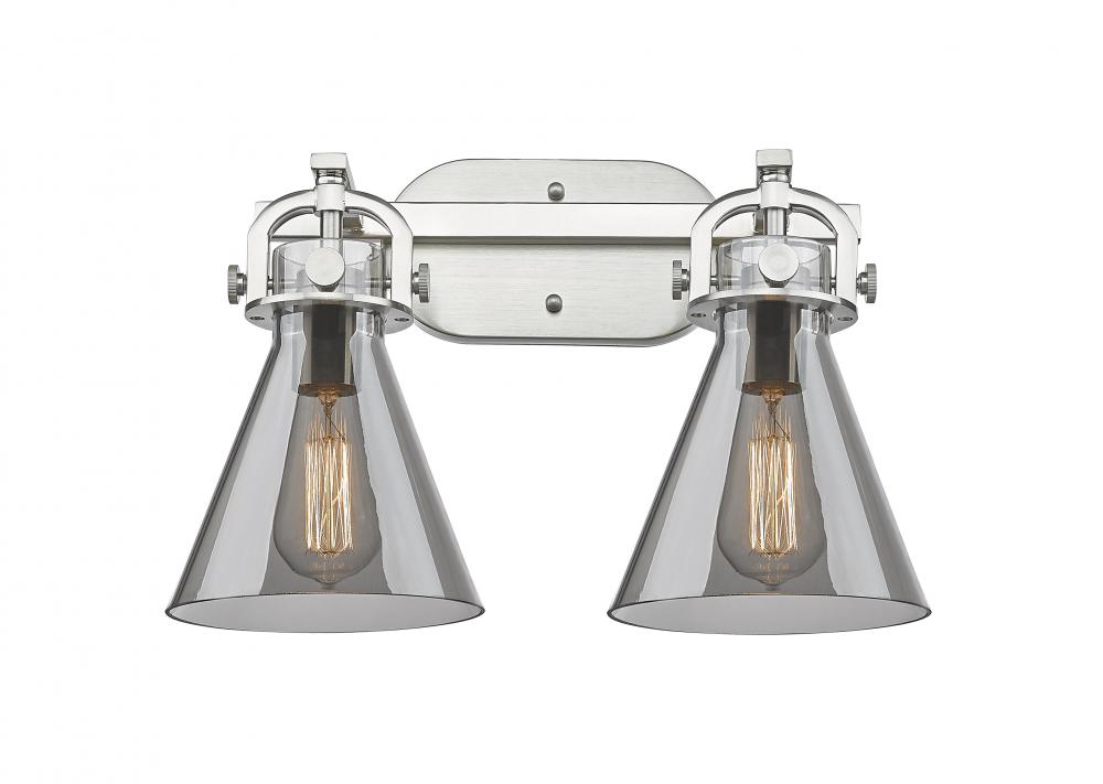 Newton Cone - 2 Light - 17 inch - Satin Nickel - Bath Vanity Light