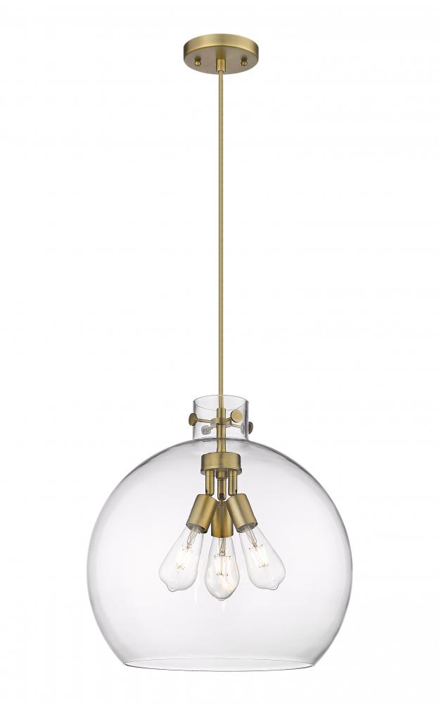 Newton Sphere - 3 Light - 18 inch - Brushed Brass - Cord hung - Pendant