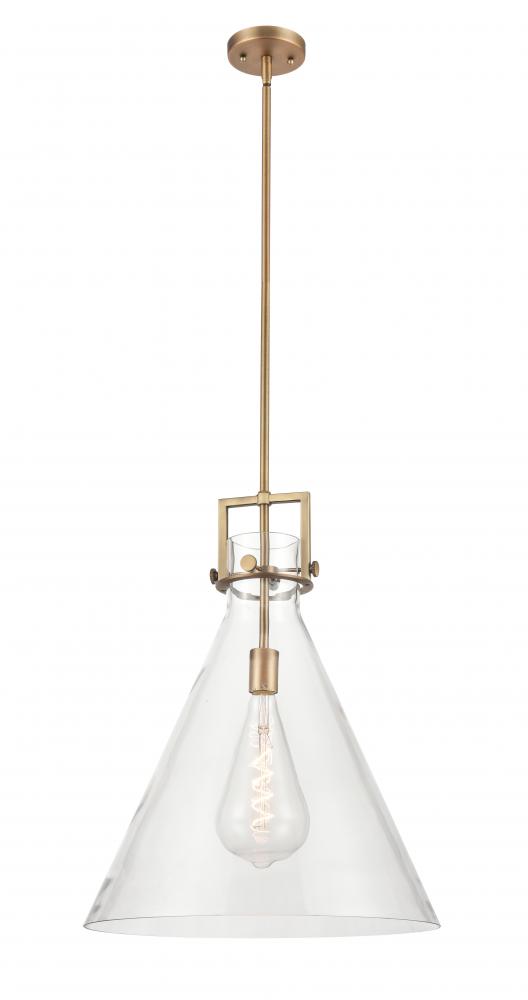 Newton Cone - 1 Light - 18 inch - Brushed Brass - Pendant