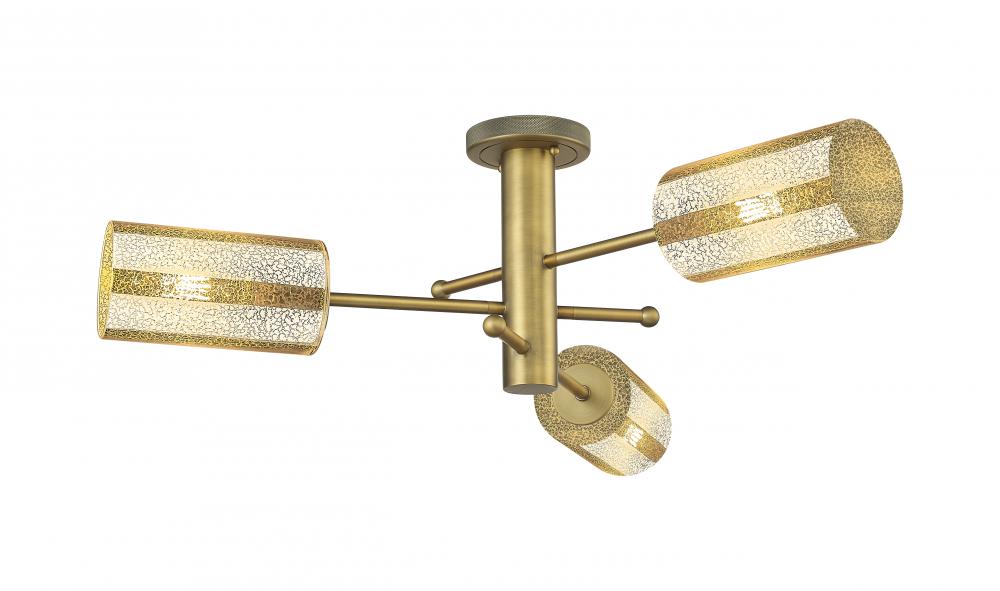 Crown Point - 3 Light - 34 inch - Brushed Brass - Semi-Flush Mount