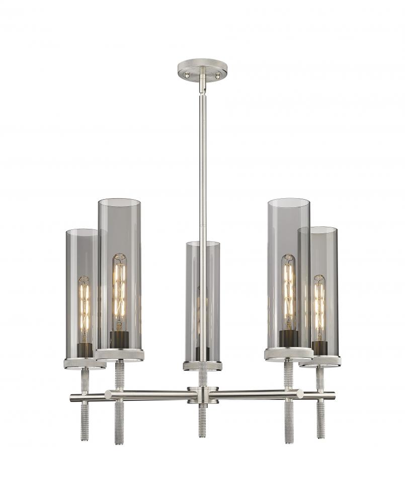 Lincoln - 5 Light - 27 inch - Satin Nickel - Chandelier