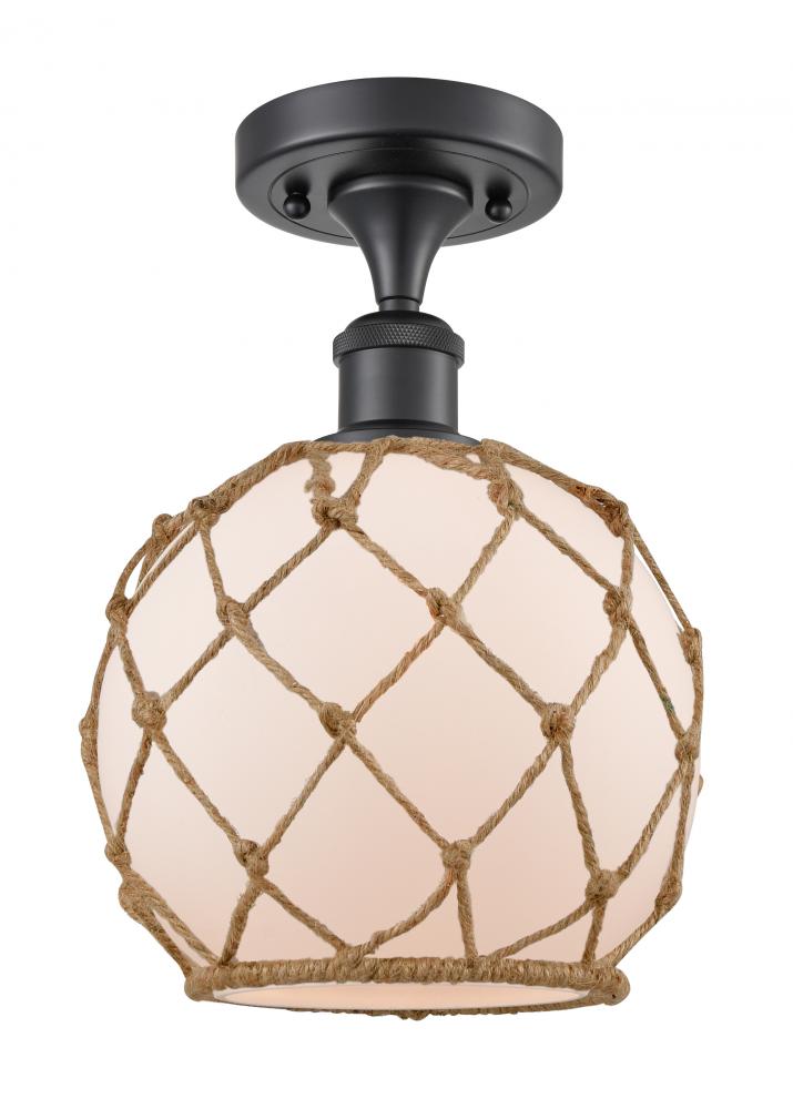 Farmhouse Rope - 1 Light - 8 inch - Matte Black - Semi-Flush Mount