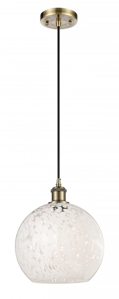 White Mouchette - 1 Light - 10 inch - Antique Brass - Stem Hung - Mini Pendant