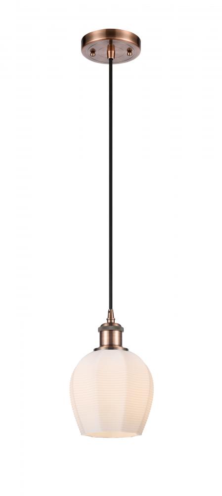 Norfolk - 1 Light - 6 inch - Antique Copper - Cord hung - Mini Pendant