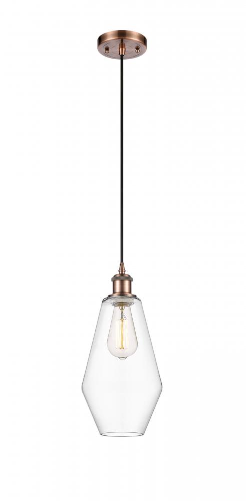 Cindyrella - 1 Light - 7 inch - Antique Copper - Cord hung - Mini Pendant