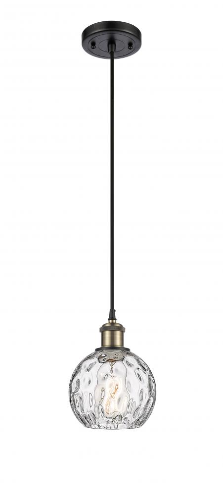 Athens Water Glass - 1 Light - 6 inch - Black Antique Brass - Cord hung - Mini Pendant