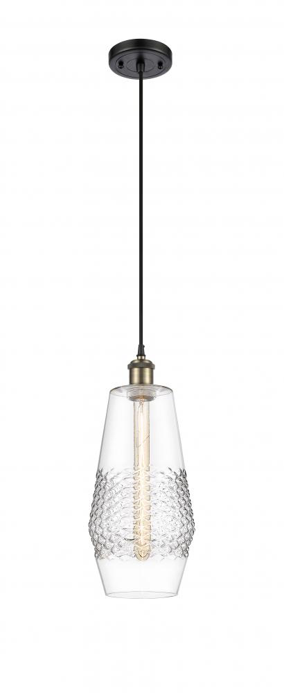 Windham - 1 Light - 7 inch - Black Antique Brass - Cord hung - Mini Pendant