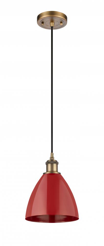 Plymouth - 1 Light - 8 inch - Brushed Brass - Cord hung - Mini Pendant