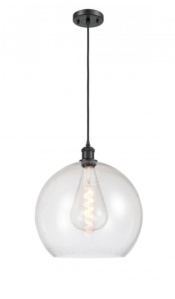 Athens - 1 Light - 14 inch - Matte Black - Cord hung - Pendant