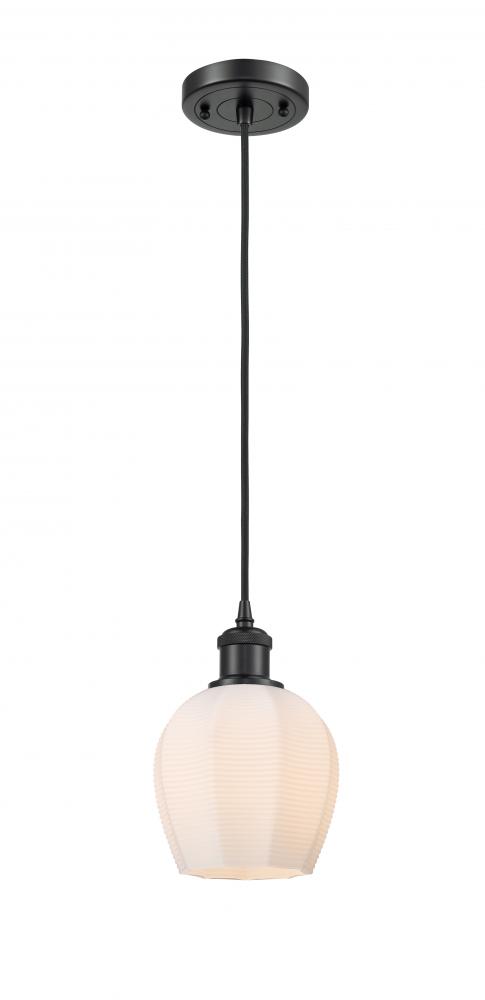 Norfolk - 1 Light - 6 inch - Matte Black - Cord hung - Mini Pendant