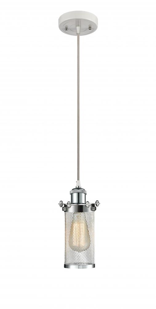 Bleecker - 1 Light - 4 inch - White Polished Chrome - Cord hung - Mini Pendant