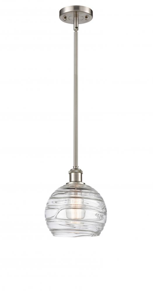 Athens Deco Swirl - 1 Light - 8 inch - Brushed Satin Nickel - Mini Pendant