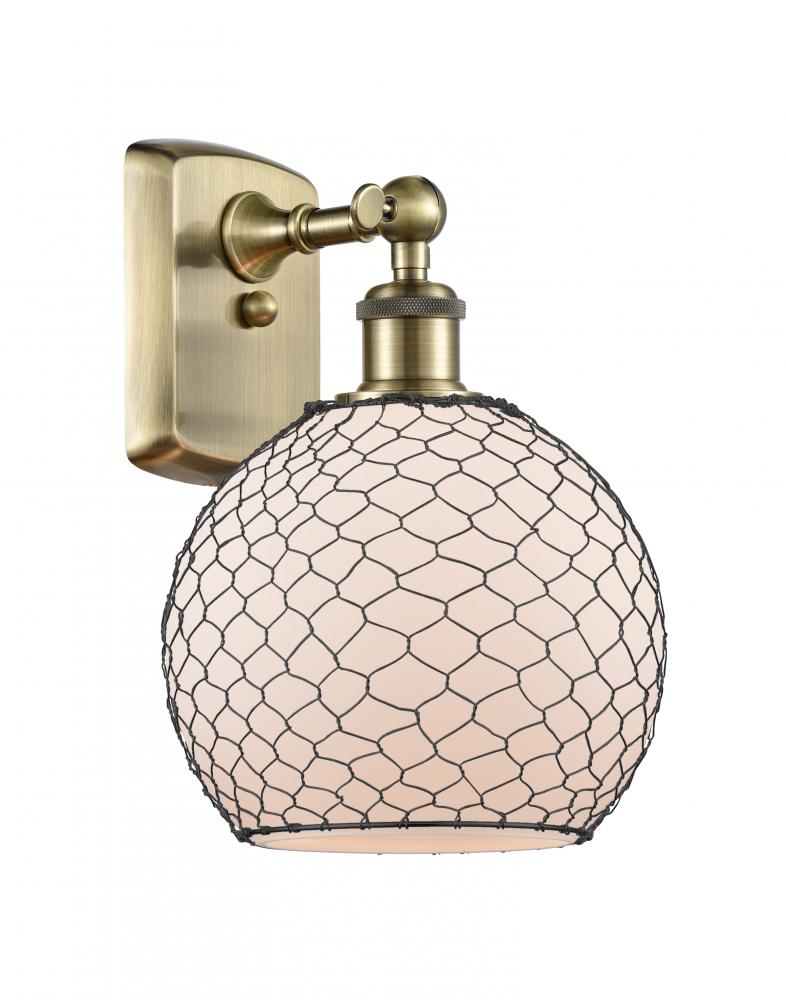 Farmhouse Chicken Wire - 1 Light - 8 inch - Antique Brass - Sconce