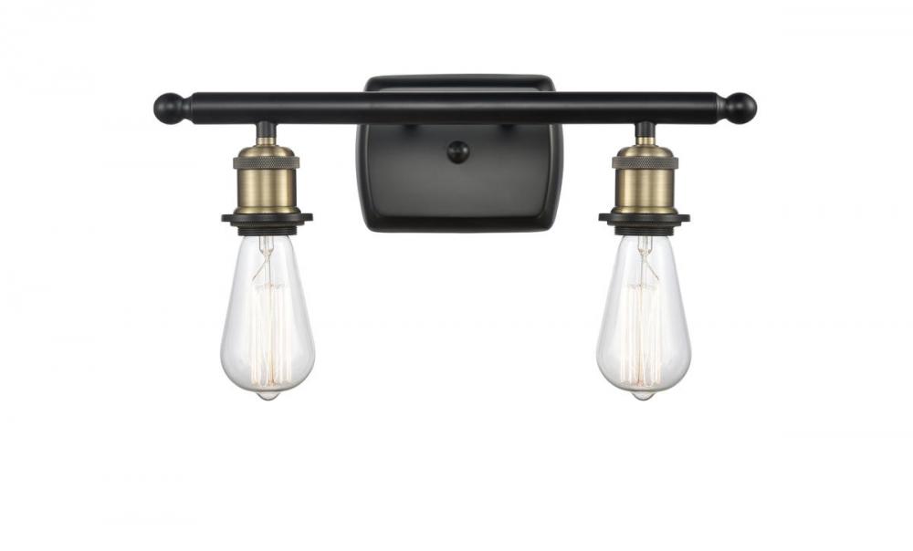 Bare Bulb - 2 Light - 16 inch - Black Antique Brass - Bath Vanity Light