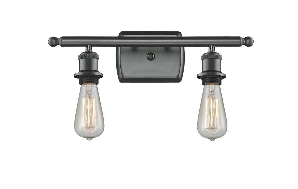 Bare Bulb - 2 Light - 16 inch - Matte Black - Bath Vanity Light