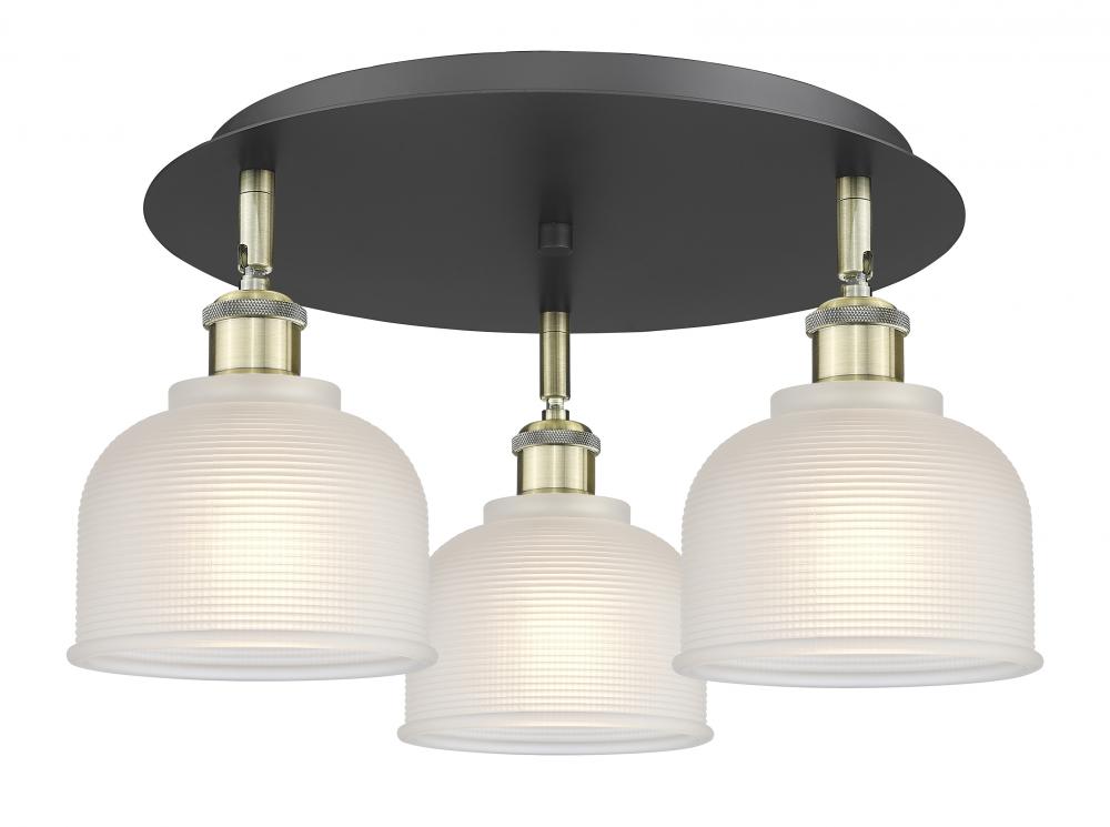 Dayton - 3 Light - 17 inch - Black Antique Brass - Flush Mount