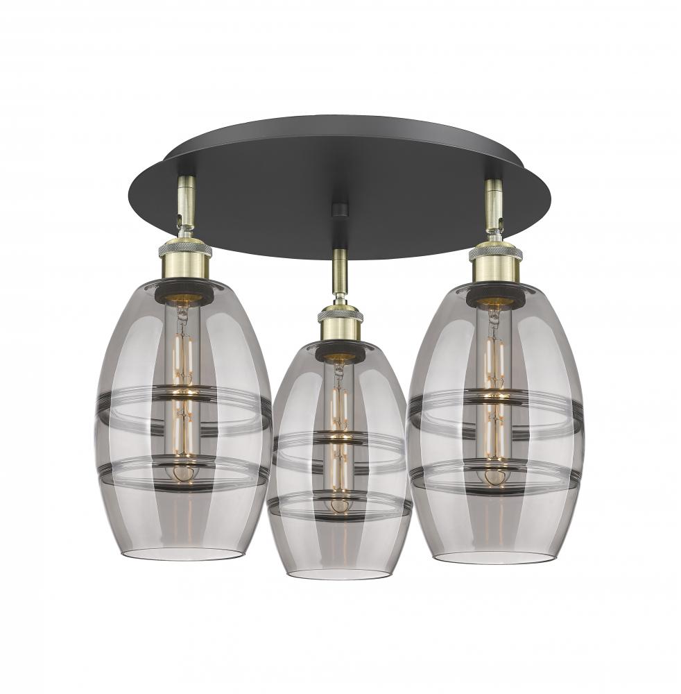 Vaz - 3 Light - 18 inch - Black Antique Brass - Semi-Flush Mount