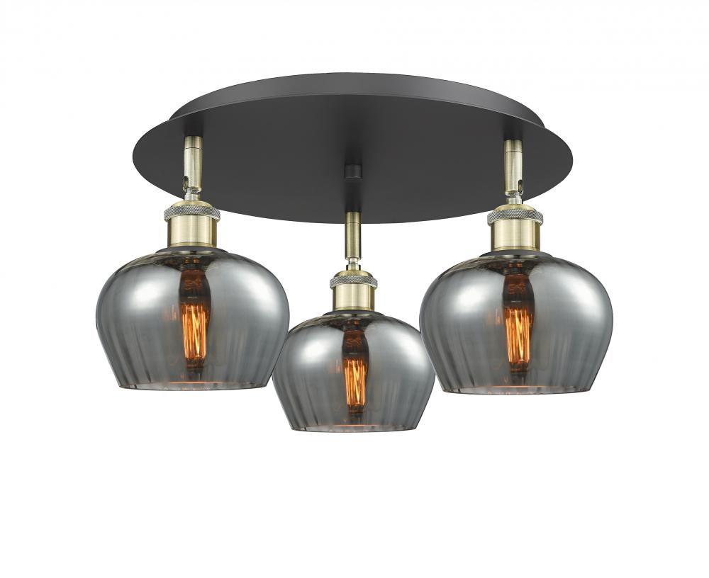 Fenton - 3 Light - 18 inch - Black Antique Brass - Semi-Flush Mount