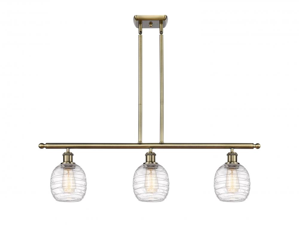 Belfast - 3 Light - 36 inch - Antique Brass - Cord hung - Island Light