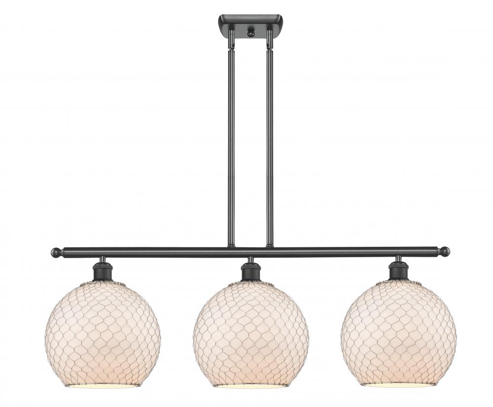 Farmhouse Chicken Wire - 3 Light - 37 inch - Matte Black - Cord hung - Island Light