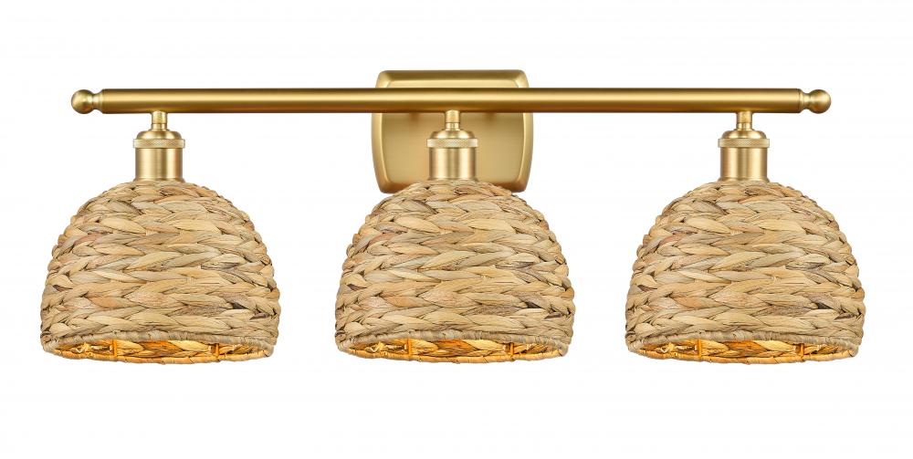 Woven Rattan - 3 Light - 28 inch - Satin Gold - Bath Vanity Light