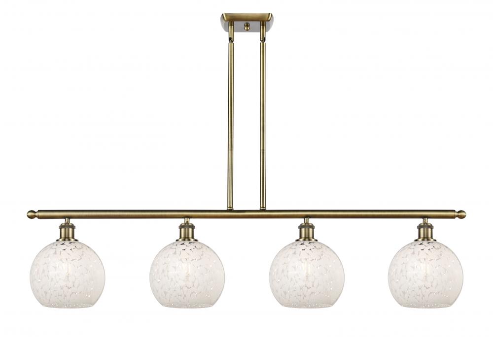 White Mouchette - 4 Light - 48 inch - Antique Brass - Stem Hung - Island Light