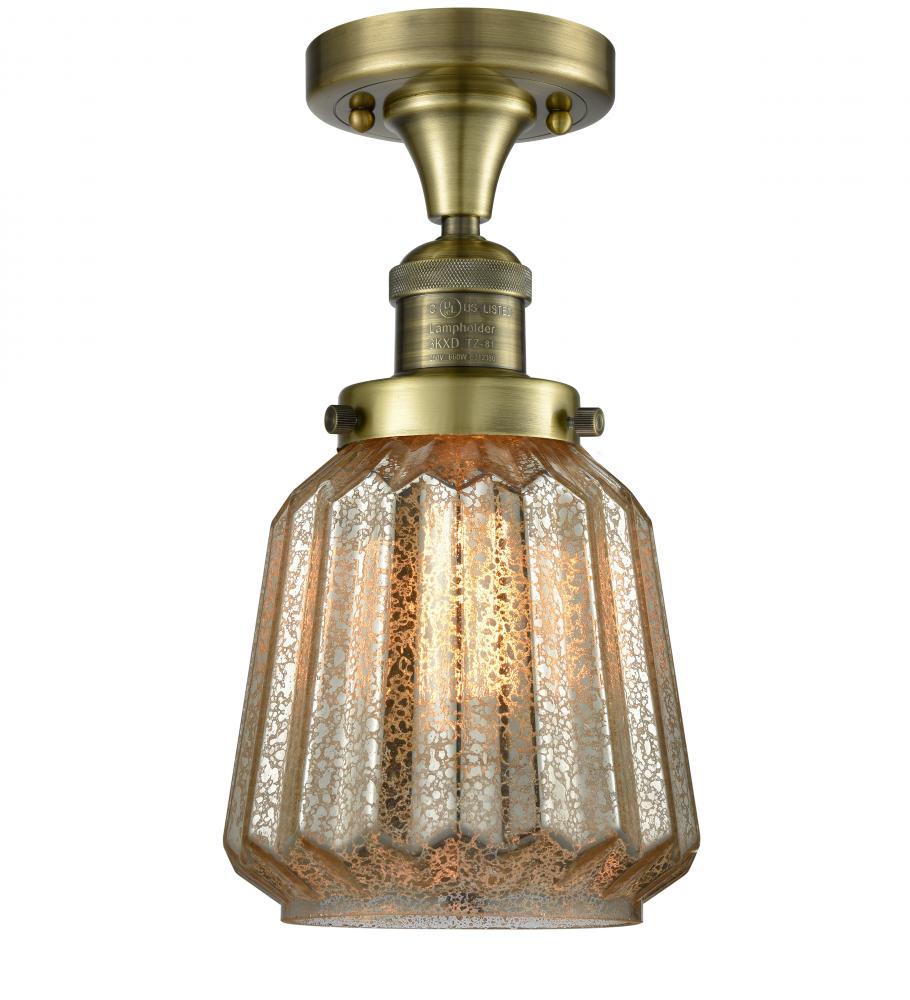 Chatham - 1 Light - 7 inch - Antique Brass - Semi-Flush Mount