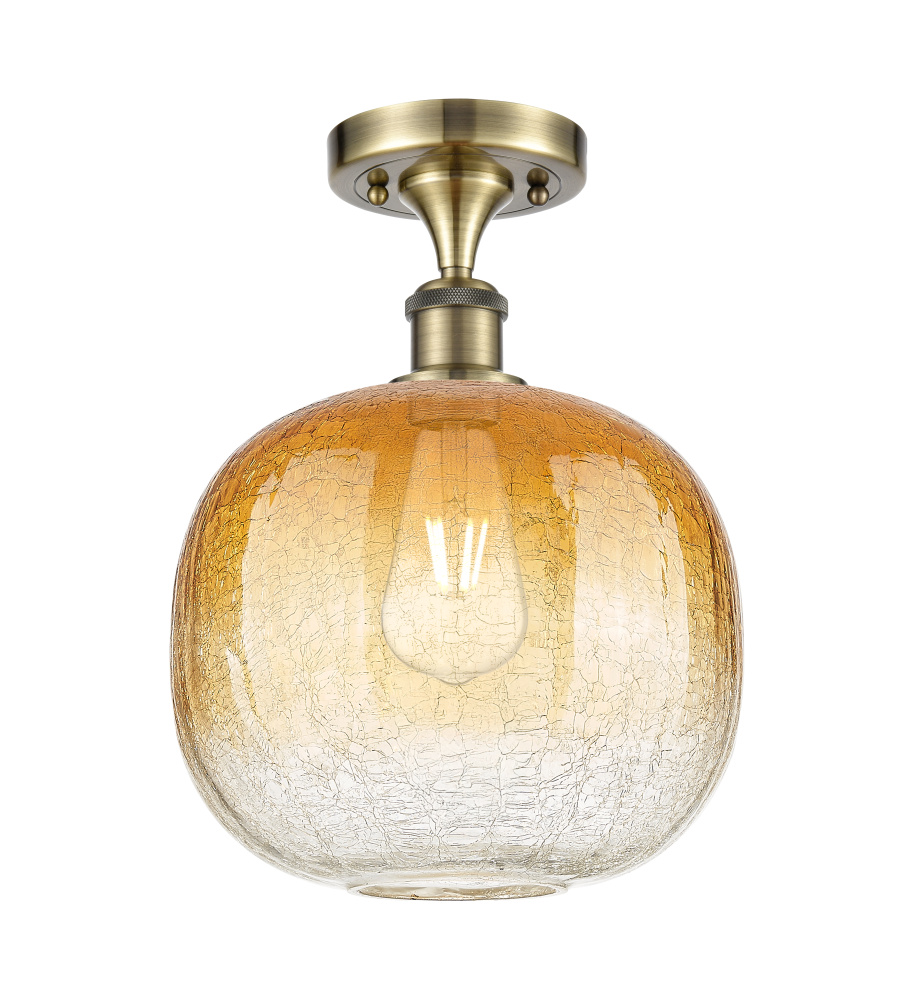 Brookhaven Sphere - 1 Light - 11 inch - Antique Brass - Semi-Flush Mount