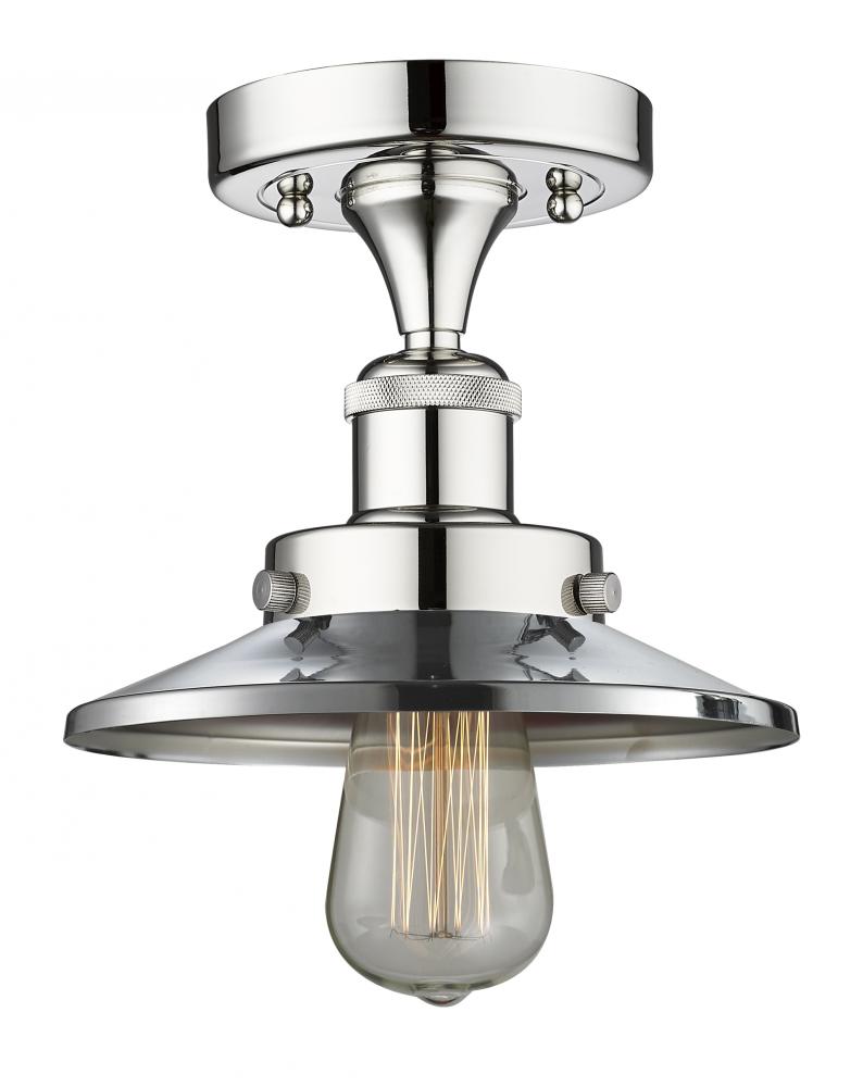 Railroad - 1 Light - 8 inch - Polished Chrome - Semi-Flush Mount