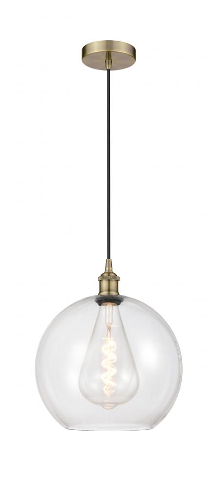 Athens - 1 Light - 12 inch - Antique Brass - Cord hung - Mini Pendant