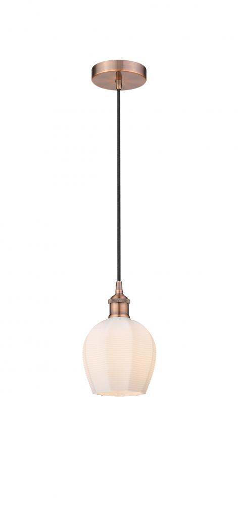 Norfolk - 1 Light - 6 inch - Antique Copper - Cord hung - Mini Pendant