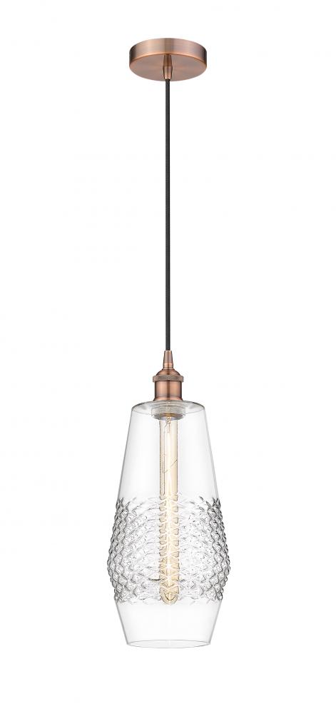 Windham - 1 Light - 7 inch - Antique Copper - Cord hung - Mini Pendant