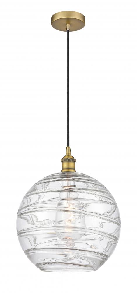 Athens Deco Swirl - 1 Light - 12 inch - Brushed Brass - Cord hung - Mini Pendant