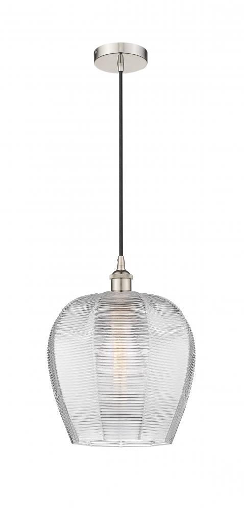 Norfolk - 1 Light - 12 inch - Polished Nickel - Cord hung - Mini Pendant