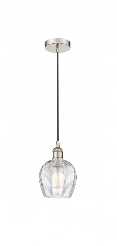 Norfolk - 1 Light - 6 inch - Polished Nickel - Cord hung - Mini Pendant