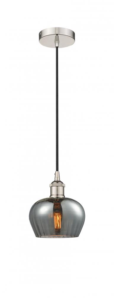 Fenton - 1 Light - 7 inch - Polished Nickel - Cord hung - Mini Pendant