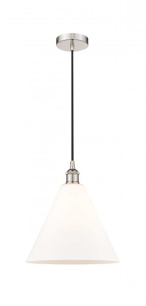 Berkshire - 1 Light - 12 inch - Polished Nickel - Cord hung - Mini Pendant