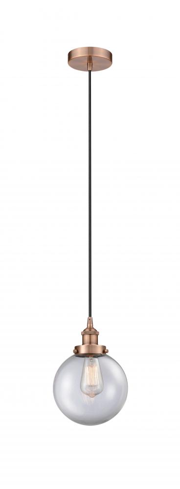 Beacon - 1 Light - 8 inch - Antique Copper - Cord hung - Mini Pendant