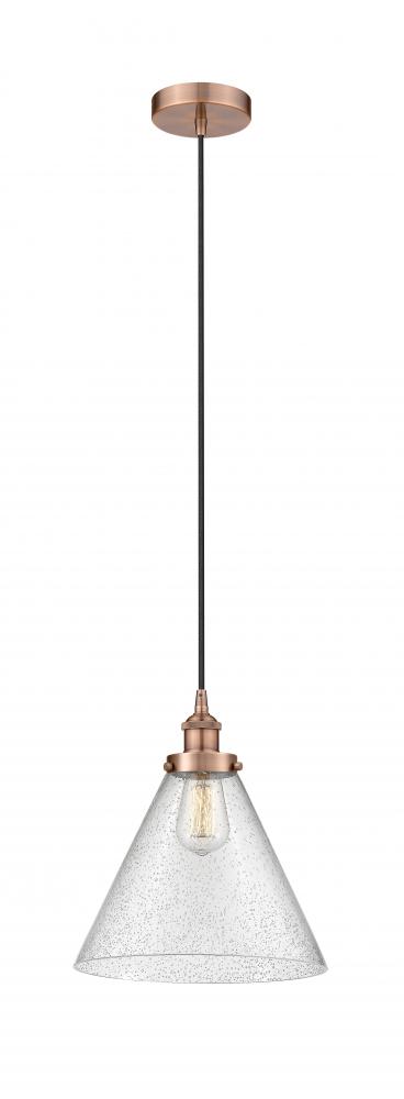 Cone - 1 Light - 12 inch - Antique Copper - Cord hung - Mini Pendant