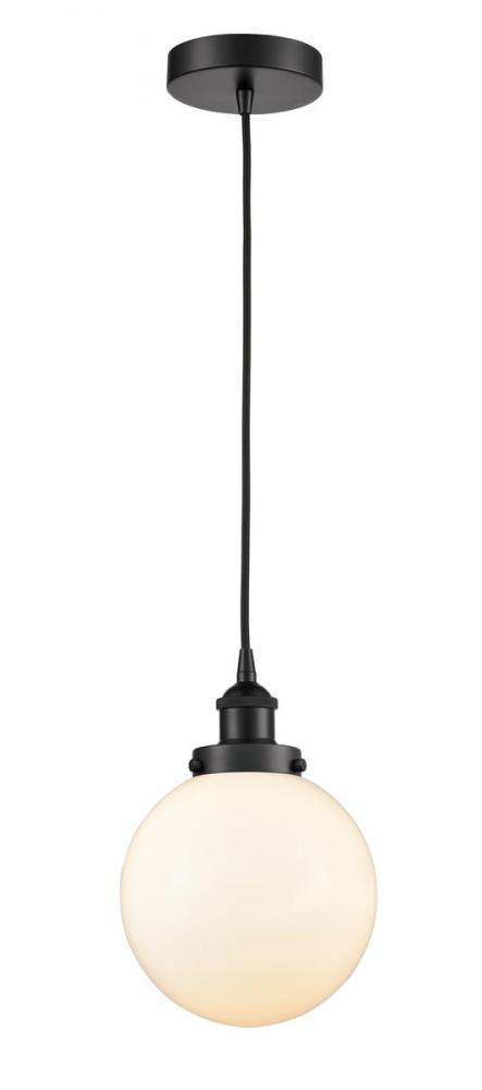 Beacon - 1 Light - 8 inch - Matte Black - Cord hung - Mini Pendant