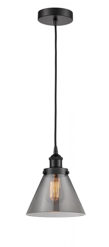 Cone - 1 Light - 8 inch - Matte Black - Cord hung - Mini Pendant