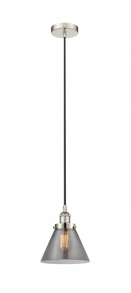 Cone - 1 Light - 8 inch - Polished Nickel - Cord hung - Mini Pendant